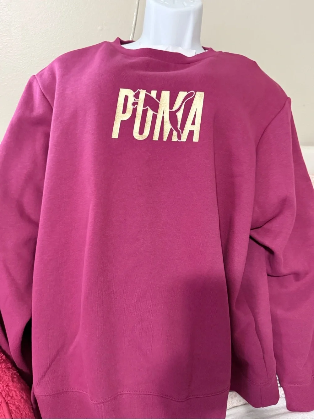 Puma Women's Fuchsia Crewneck with Gold Logo